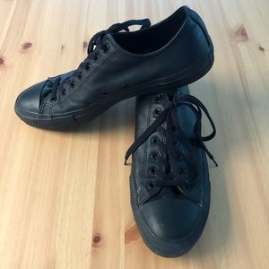 Black Leather Converse Shoes